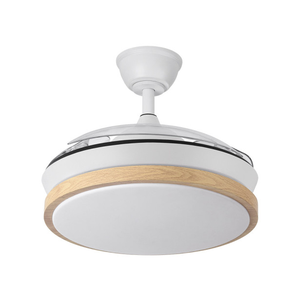 Ventilador Dc Evros Blanc/hay 72w 6120lm 91d 3aspas Desplegables 3000-4000-6000k Remoto, Temporizador, Memoria