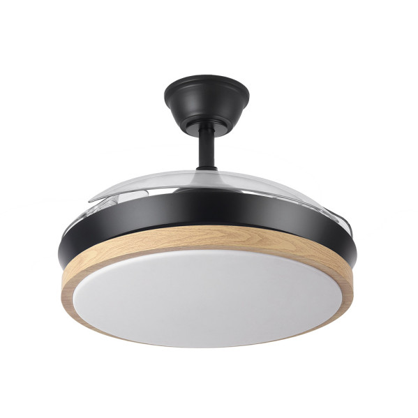 Ventilador Dc Evros Negro/hay 72w 6120lm 91d 3aspas Desplegables 3000-4000-6000k Remoto, Temporizador, Memoria