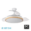 Ventilador Dc Evros 72w 6120lm Blanco/haya 107d 3asp.despegables 3000-4000-6000k Remoto+reg.intensidad+temporizador+memoria