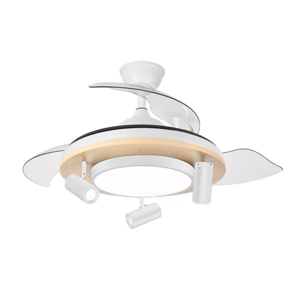 Ventilador Dc Gladiator 37+15w Blanco/haya 3asp.107d 3980lm 3000-4500-6500k Remoto+memoria+temporizador