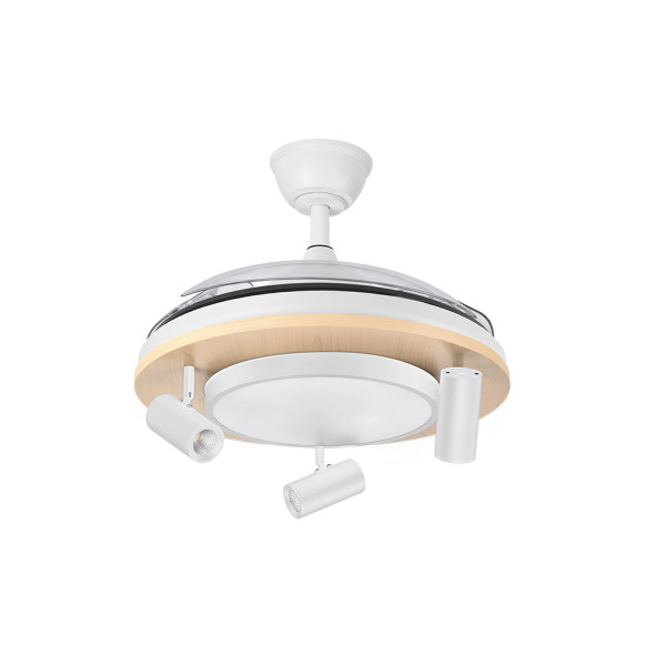 Ventilador Dc Gladiator 37+15w Blanco/haya 3asp.107d 3980lm 3000-4500-6500k Remoto+memoria+temporizador