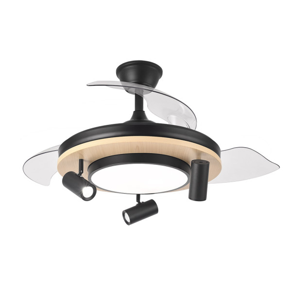 Ventilador Dc Gladiator 37+15w Negro/madera 3asp.107d 3980lm 3000-4500-6500k 2encendidos Indep.Remoto+memoria+temporiz.