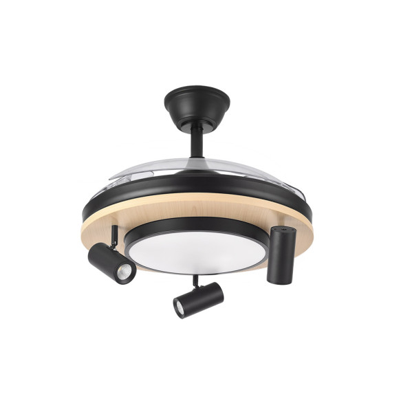 Ventilador Dc Gladiator 37+15w Negro/madera 3asp.107d 3980lm 3000-4500-6500k 2encendidos Indep.Remoto+memoria+temporiz.