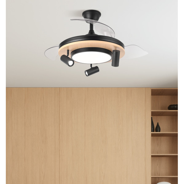 Ventilador Dc Gladiator 37+15w Negro/madera 3asp.107d 3980lm 3000-4500-6500k 2encendidos Indep.Remoto+memoria+temporiz.
