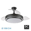 Ventilador Dc Ibe 59w 6980lm Negro 3 Asp.desp. 107d 3000-4000-6000k Remoto, Memoria Y Temporizador