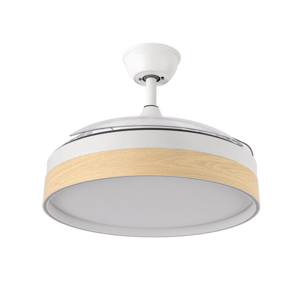 Ventilador Dc Iglu 59w 6980lm Blanco/haya 3asp.despl. 32/47x50/107d.3colores, Remoto, Reg.intensidad, Temporizador, Memoria