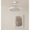 Ventilador Dc Iglu 59w 6980lm Blanco/haya 3asp.despl. 32/47x50/107d.3colores, Remoto, Reg.intensidad, Temporizador, Memoria
