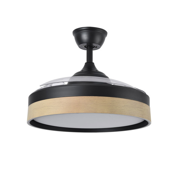 Ventilador Dc Iglu 59w 6980lm Negro/haya 3asp.desplegables 32/47x50/107d.3col,remoto,reg.intensidad,Temporizador, Memoria