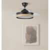 Ventilador Dc Iglu Negro/haya 72w 6120lm 91d 3asp.desplegable 3000-4000-6000k Remoto, Temporizador, Memoria