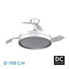 Ventilador Dc Mandarin  Plata 72w 3aspas 108d Reg.intensidad 7200lm 3000-4000-6500k Remoto+memoria+temporizador