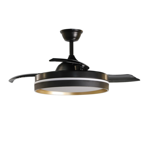 Ventilador Dc Mandarin Negro/oro 72w 3aspas 108d Reg.intensidad 7200lm 3000-4000-6500k Remoto+memoria+temporizador
