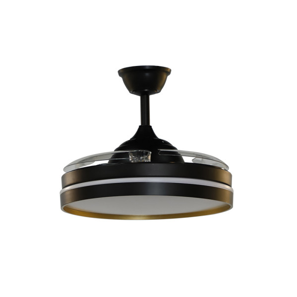 Ventilador Dc Mandarin Negro/oro 72w 3aspas 108d Reg.intensidad 7200lm 3000-4000-6500k Remoto+memoria+temporizador