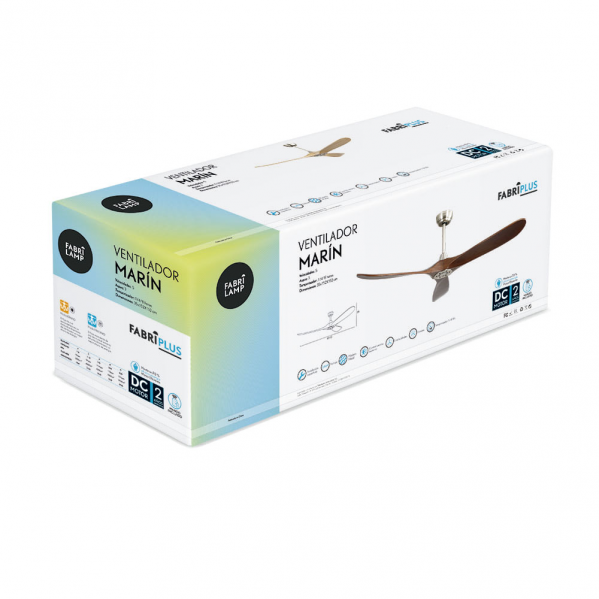 Ventilador Dc Marin Niquel 3 Aspas Roble Sin Luz 6 Velocidades Remoto Temporizador 152d 24