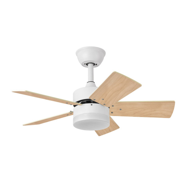 Ventilador Dc Marta 36w Blanco 5 Aspas Rev.  Blanco/haya  41x76d 3060lm C/ Remoto , Memoria Y Temporizador 3000k,4000k,6000k