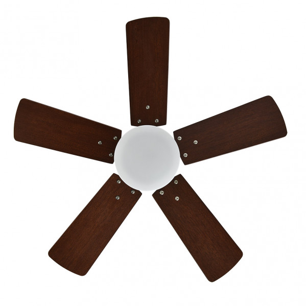 Ventilador Dc Marta 36w Cuero 5 Aspas Rev. Cerezo/nogal  41x76d 3060lm C/ Remoto , Memoria Y Temp. 3000k,4000k,6000k