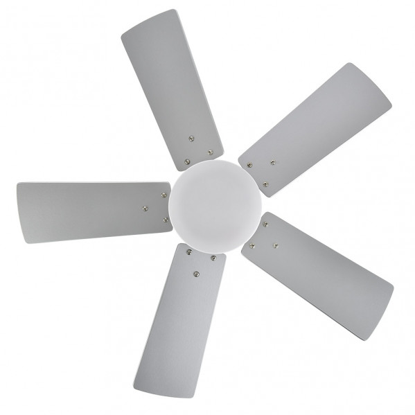 Ventilador Dc Marta 36w Niquel 5 Aspas Rev. Haya/plata  41x76d 3060lm C/ Remoto, Memoria Y Temporizador 3000k,4000k,6000k