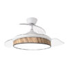 Ventilador Dc Moda 72w Blanco/cañizo Oscuro 91d 3aspas 7200lm 3000-4000-6000k Remoto+ Memoria+ Temporizador