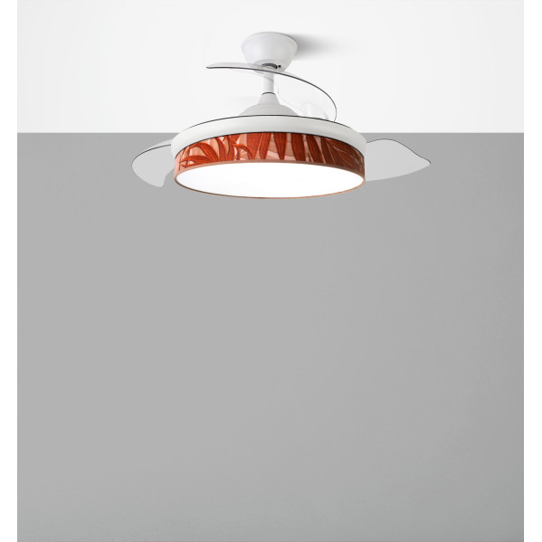 Ventilador Dc Moda 72w Blanco/hoja Caldera 108d 3aspas 7200lm 3000k,4000k,6000k Remoto+memoria+temporizador