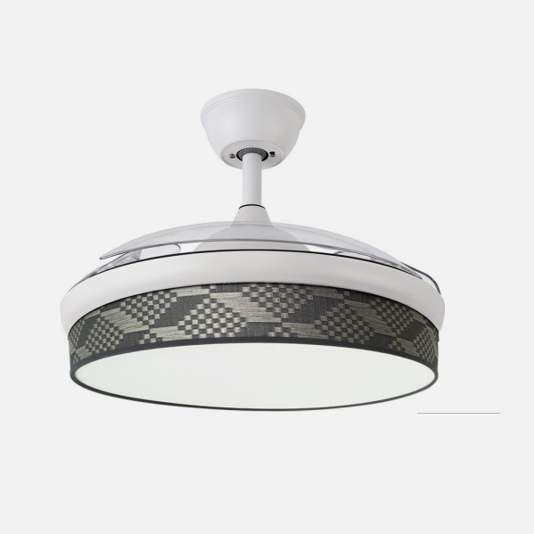 Ventilador Dc Moda 72w Blanco/tetris Gris 108d 3aspas 7200lm 3000-4000-6000k Remoto+ Memoria+ Temporizador
