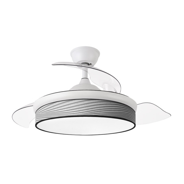Ventilador Dc Moda 72w Blanco/surco Gris 91d 3aspas 7200lm 3000-4000-6000k Remoto+ Memoria+ Temporizador