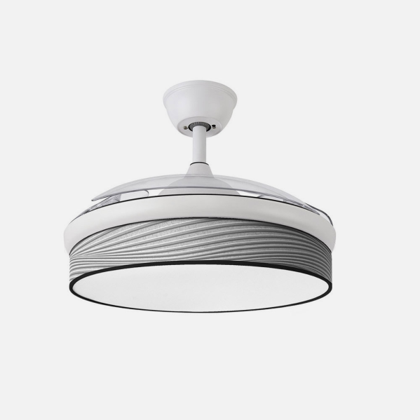 Ventilador Dc Moda 72w Blanco/surco Gris 91d 3aspas 7200lm 3000-4000-6000k Remoto+ Memoria+ Temporizador