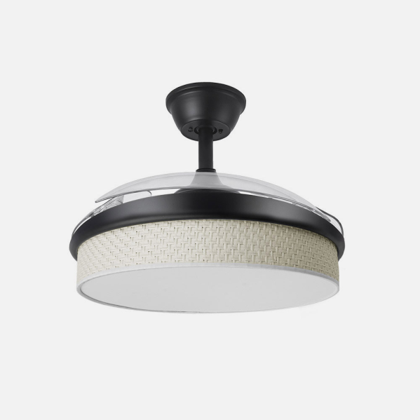 Ventilador Dc Moda 72w Negro/cañizo Blanco 91d 3aspas 7200lm 3000-4000-6000k Remoto+ Memoria+ Temporizador