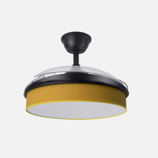 Ventilador Dc Moda 72w Negro/amarillo 91d 3aspas 7200lm 3000-4000-6000k Remoto+ Memoria+ Temporizador