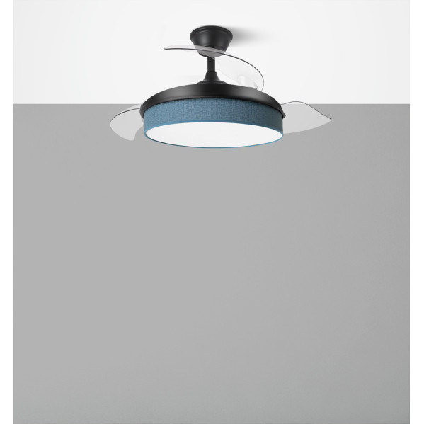 Ventilador Dc Moda 72w Negro/azul 91d 3aspas 7200lm 3000-4000-6000k Remoto+ Memoria+ Temporizador