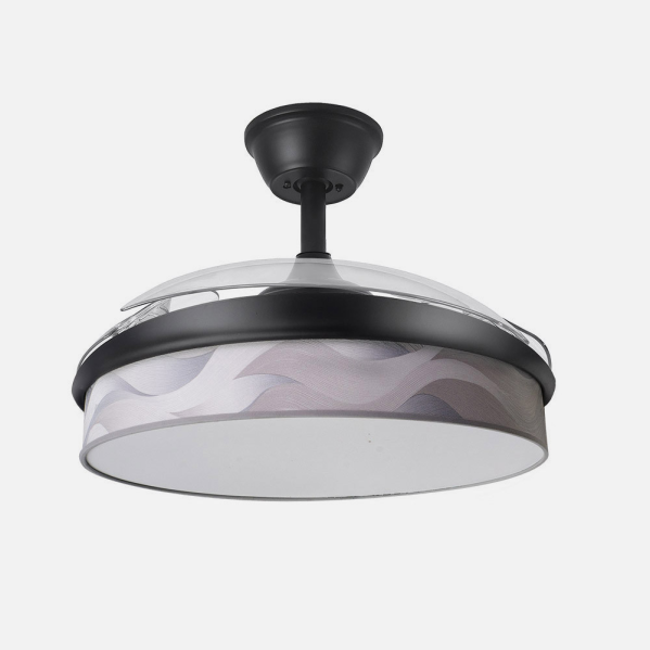 Ventilador Dc Moda 72w Negro/ola Gris 108d 3aspas 7200lm 3000k,4000k,6000k Remoto+memoria+temporizador