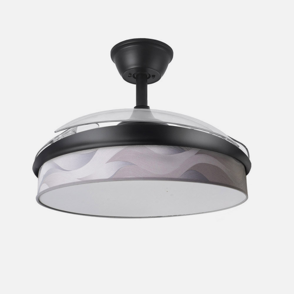 Ventilador Dc Moda 72w Negro/ola Gris 91d 3aspas 7200lm 3000-4000-6000k Remoto+ Memoria+ Temporizador
