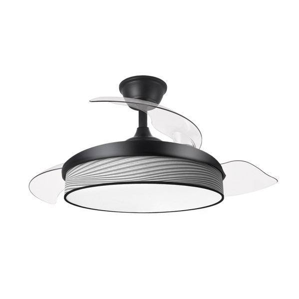 Ventilador Dc Moda 72w Negro/surco Gris 108d 3aspas 7200lm 3000k,4000k,6000k Remoto+memoria+temporizador