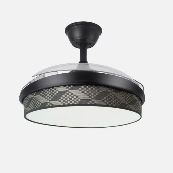 Ventilador Dc Moda 72w Negro/tetris Gris 108d 3aspas 7200lm 3000-4000-6000k Remoto+ Memoria+ Temporizador