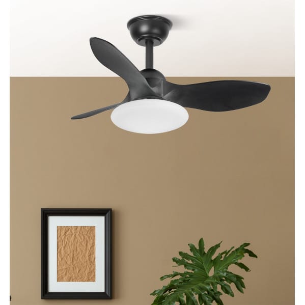 Ventilador Dc Paramo 36w 2880lm Negro 3 Aspas 82d  3000k,4500k,6000k,remoto+tempor+memoria