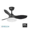 Ventilador Dc Paramo 36w 2880lm Negro 3 Aspas 82d  3000k,4500k,6000k,remoto+tempor+memoria