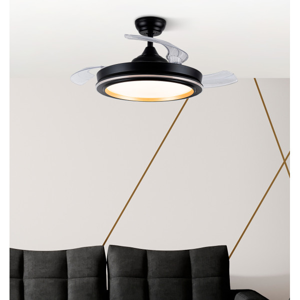 Ventilador Dc Picolo 72w 6226lm Negro/oro 3 Aspas Desp. 106d 3000-4000-6500k Remoto, Memoria
