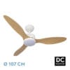 Ventilador Dc Serpa 24w Blanco 3aspas Haya 107d 2424lm 3000-4000-6500k Remoto+reguladort Intensidad+temporizador+memoria