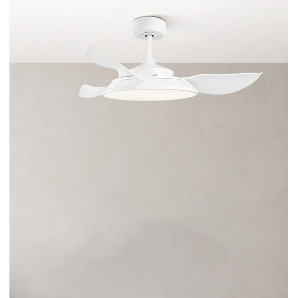 Ventilador Dc Sierra 40w Blanco 3 Aspas 107d 4400lm 6vel 3000-4000-6500k Remoto,memoria,temporizador