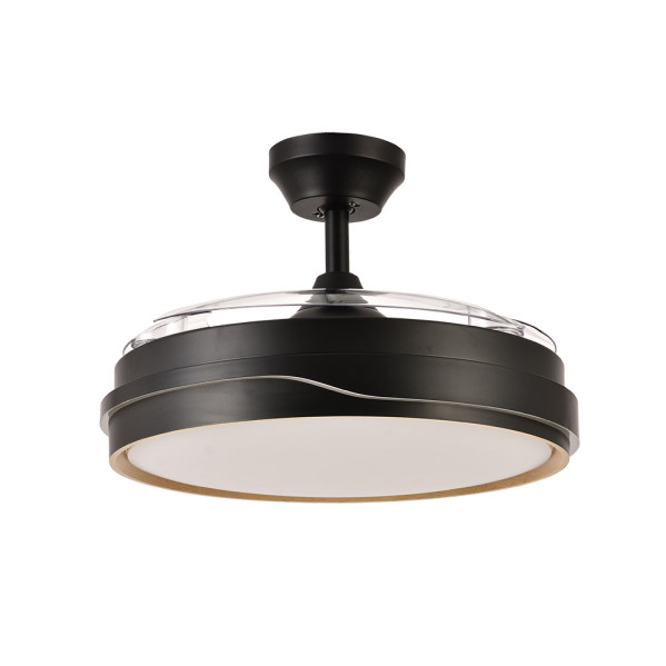 Ventilador Dc Tempano Negro/oro 72w 3aspas 107d 7200lm 6vel 3000k,4500k,6000k, Remoto+temporizador+memoria