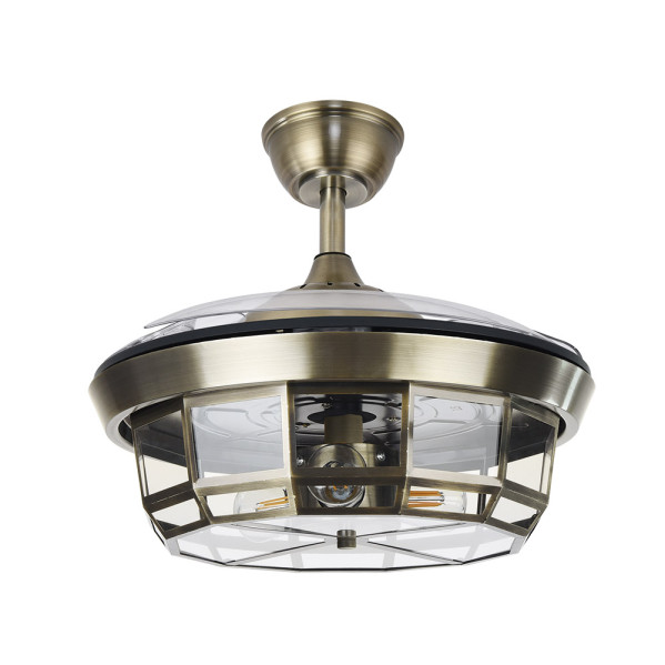 Ventilador Dc Tornado Mini Cuero 3xe27 91d 3aspas Desplegables 6velocidades C/remoto Y Temporizador