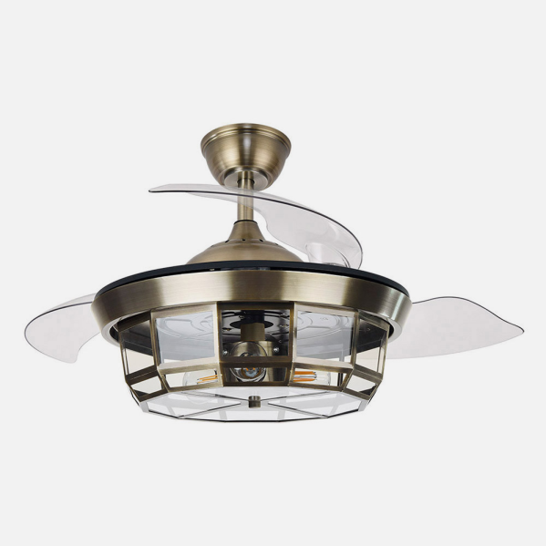 Ventilador Dc Tornado Mini Cuero 3xe27 91d 3aspas Desplegables 6velocidades C/remoto Y Temporizador