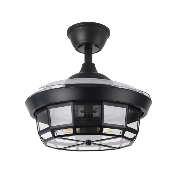 Ventilador Dc Tornado Mini Negro 3xe27 91d 3aspas Desplegables 6velocidades C/remoto Y Temporizador