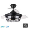 Ventilador Dc Tornado Mini Negro 3xe27 91d 3aspas Desplegables 6velocidades C/remoto Y Temporizador