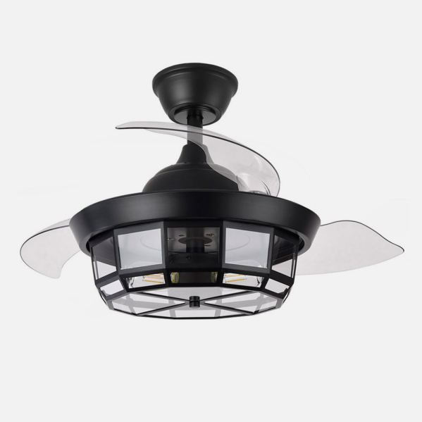 Ventilador Dc Tornado Mini Negro 3xe27 91d 3aspas Desplegables 6velocidades C/remoto Y Temporizador