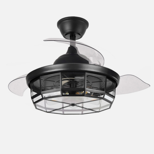 Ventilador Dc Tornado Negro 5xe27 107d 3aspas Desplegables 6velocidades C/remoto Y Temporizador