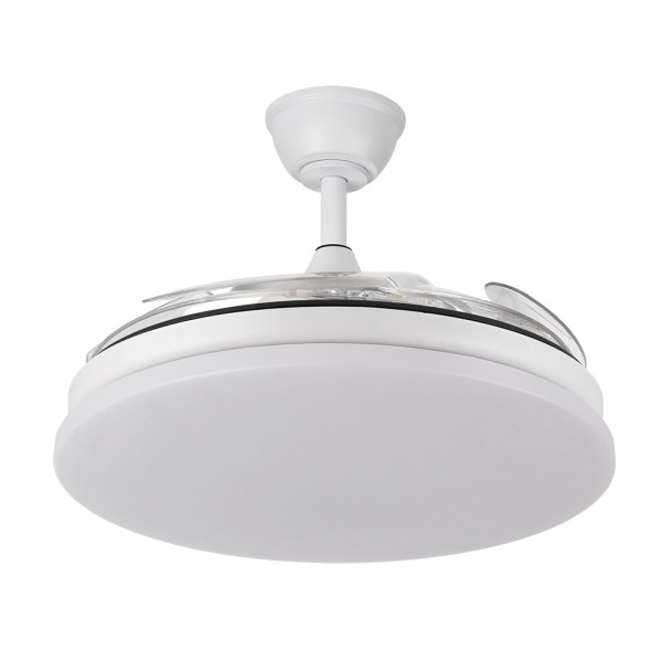 Ventilador Dc Tridente 59w Blanco 4aspas Desp.107d 6980lm Reg.intensidad Remoto+temporizador+memoria 3000-4000-6000k
