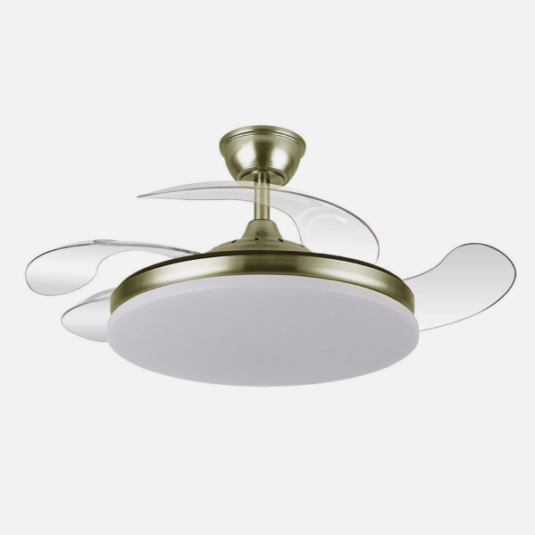 Ventilador Dc Tridente 59w Cuero 4aspas Desp 107d 6980lm Reg.intensidad Remoto+temporizador+memoria 3000-4000-6000k
