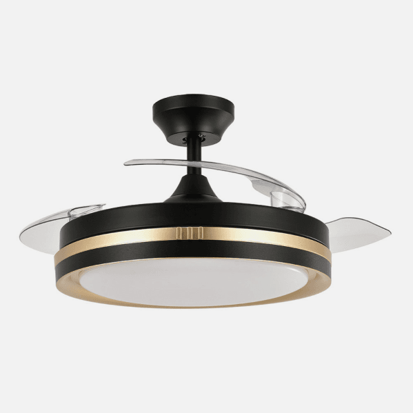 Ventilador Dc Viper Negr/oro 72w 3aspas 107d 7200lm 6vel 3000k,4500k,6000k, Remoto+temporizador+memoria