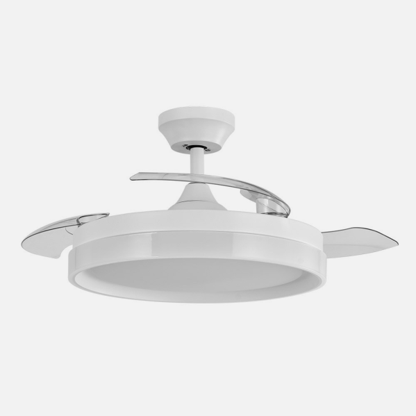 Ventilador Dc Zenit Blanco 72w 3aspas desplegables 107d 7200lm 6vel 3000k,4500k,6000k Remoto+temporizador+memoria