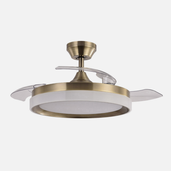 Ventilador Dc Zenit Cuero 72w 3aspas Desplegables 107d 7200lm 6vel 3000k,4500k,6000k, Remoto+temporizador+memoria