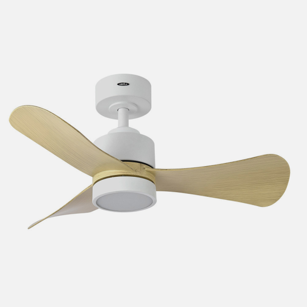 Ventilador Dc Zepelin 18w 1900lm Blanco/haya 3aspas  91d 3000-4000-6500k Remoto,memoria Y Temporizador